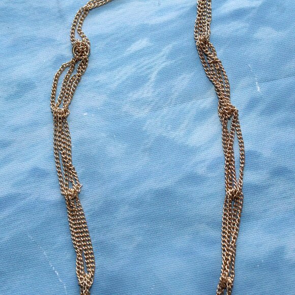 Sarah Coventry Vintage Gold-tone Multi-layer Stationed Twist Chain Necklace 18in - Picture 3 of 6